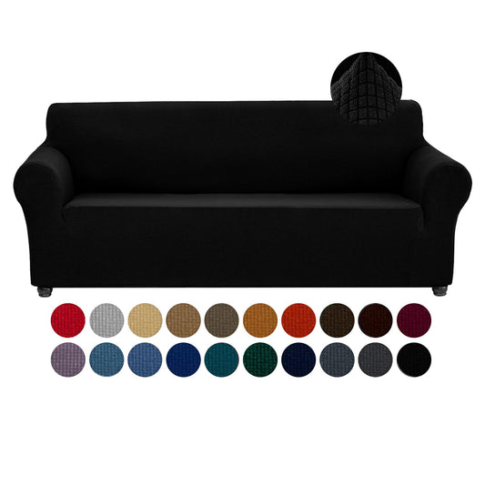 Joccun Stretch Couch Cover Slipcovers, 1-Piece Sofa Covers for 3 Cushion Couch Spandex Jacquard Washable Furniture Protector Cover for Living Room,Kids,Pets(Sofa,Black)