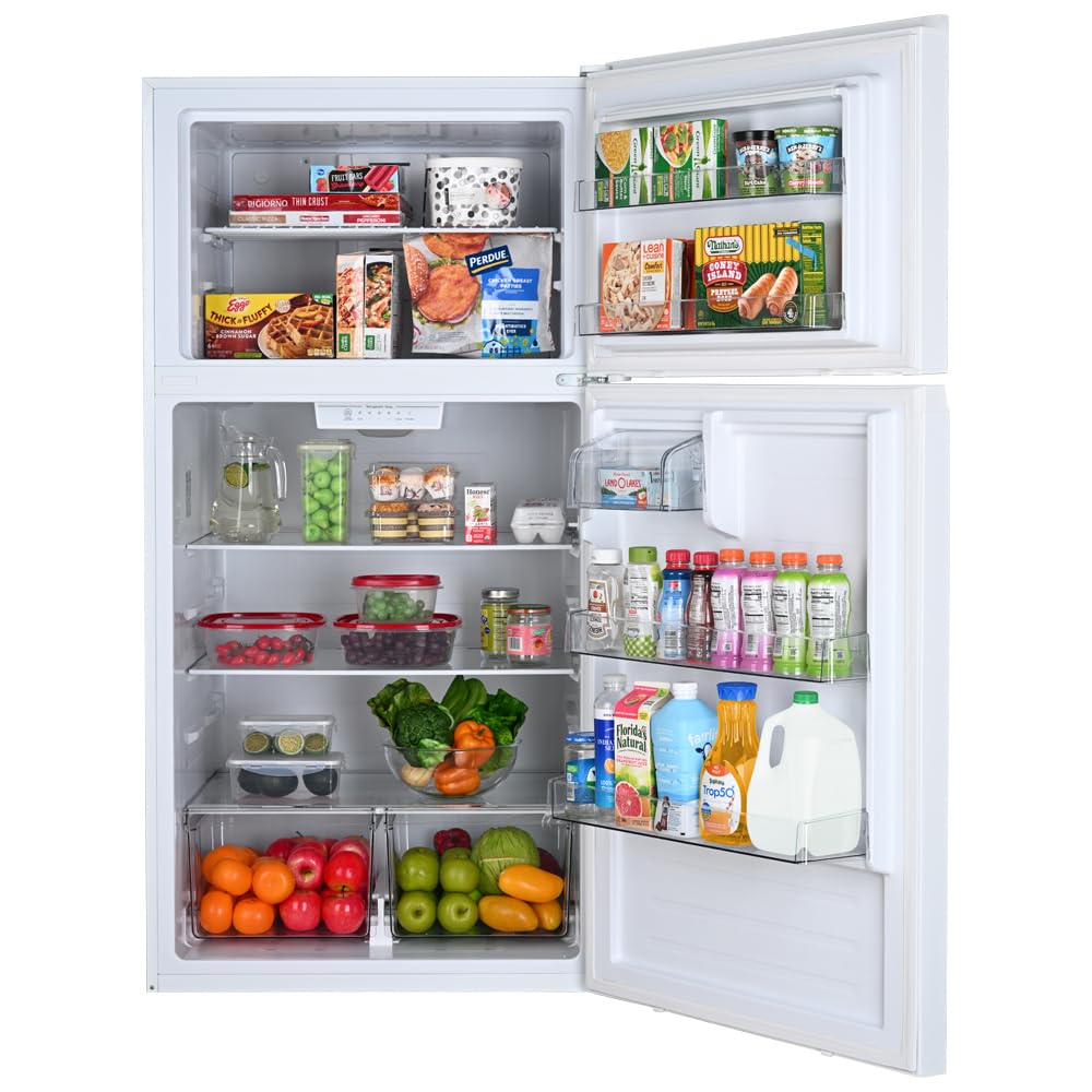 Kenmore 33 in. 20.5 cu. ft. Capacity Refrigerator/Freezer with Full-Width Adjustable Glass Shelving, Humidity Control Crispers, ENERGY STAR Certified, White