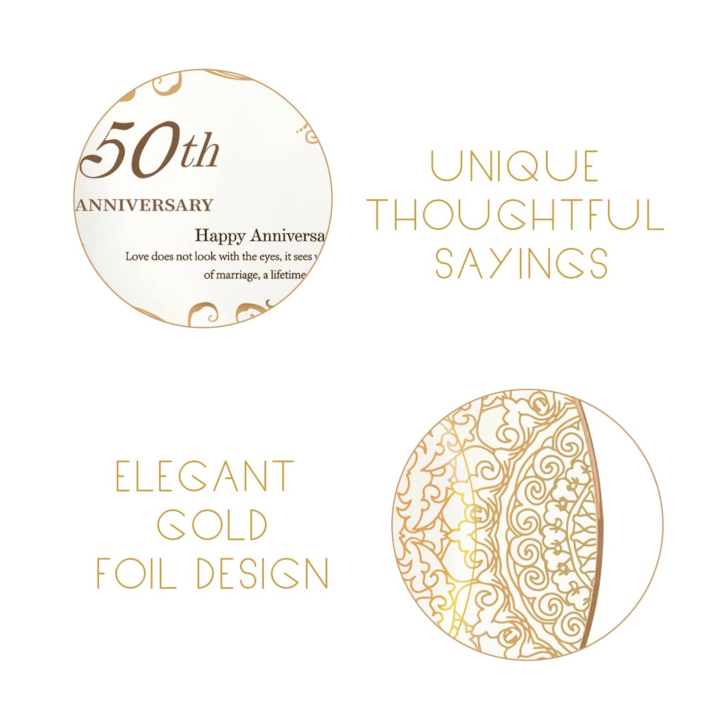 50th Anniversary Wedding Plate, 50th Anniversary Wedding Gifts for Couple, 50th Golden Anniversary Wedding Gifts for Parents, 50 Year Porcelain Gold Plate with Stand 10 Inch