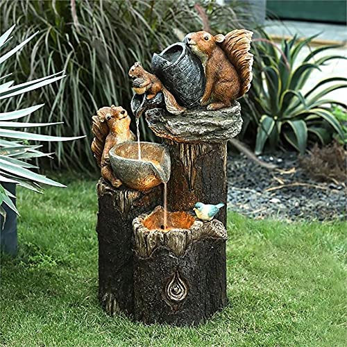 Tabletop Fountain Tabletop Fountain,Outdoor Garden Decor Water Fountain Resin Ornaments with LED Lights Animal Statue for Home Garden Decoration Desktop Fountains