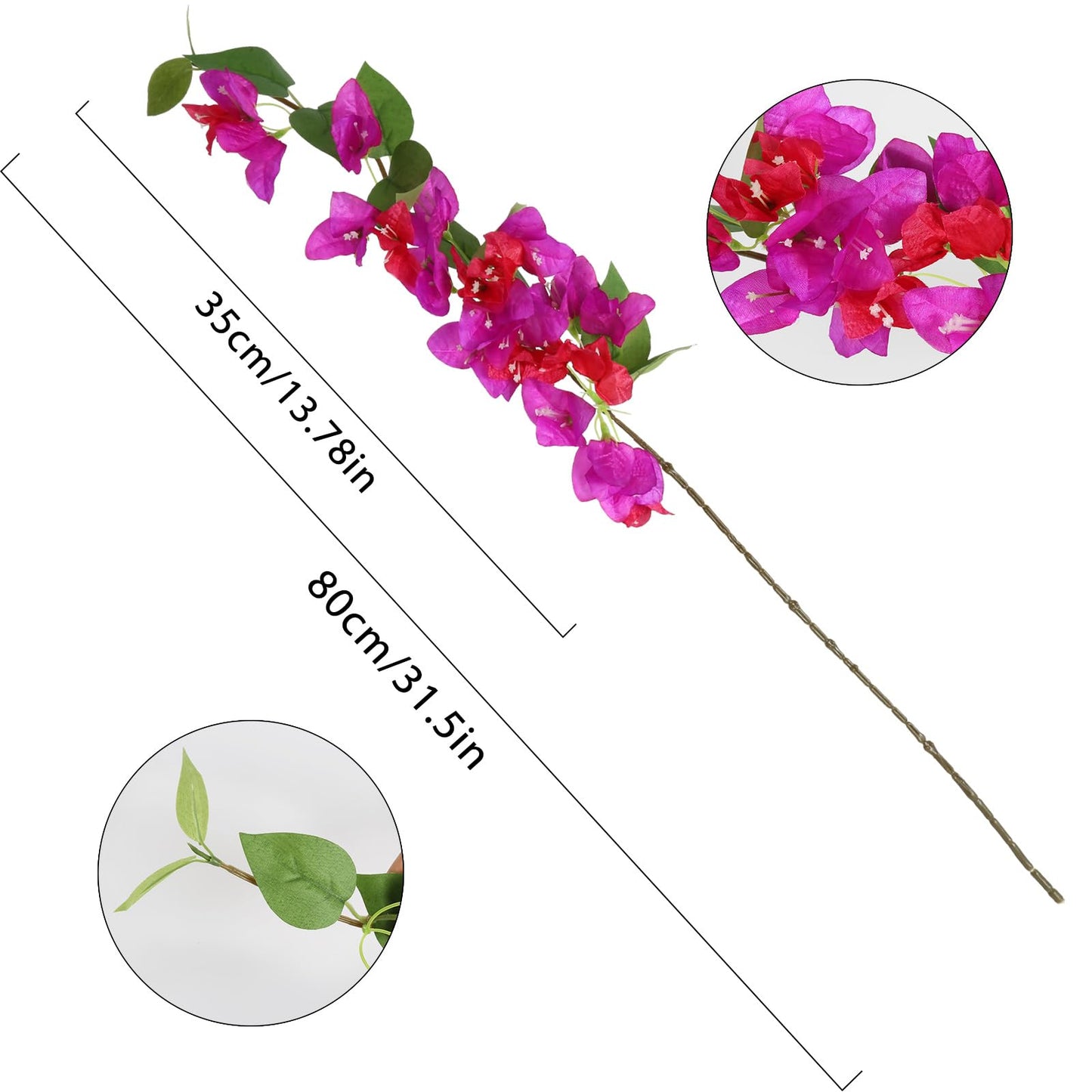 INSUNSIX Silk Bougainvillea Branches Artificial Flowers 12PCS 31.50" Long Stem Faux Bougainvillea Floral Fake Bougainvillea Hanging Flower Vines for Wedding Centerpieces Home Table (Fuchsia Mixed)