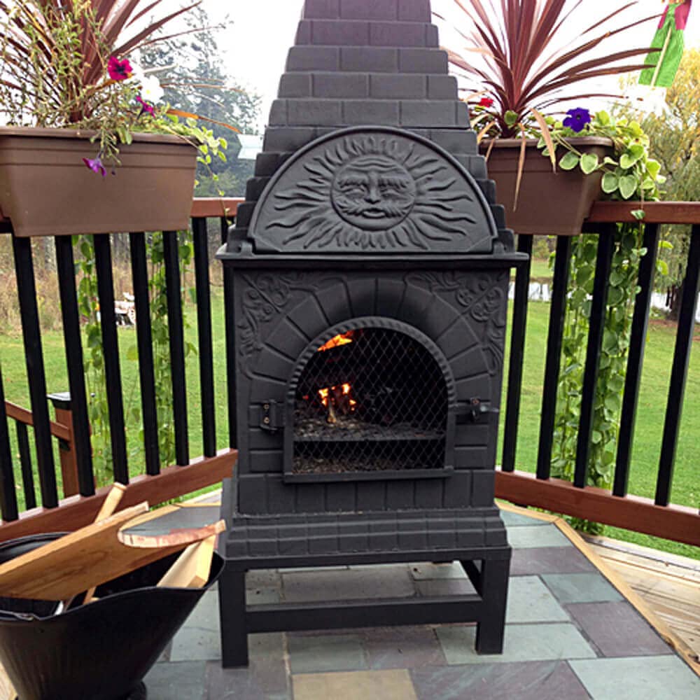 The Blue Rooster Casita Grill Chiminea Outdoor Fireplace Wood Burning Firepit and Pizza Oven