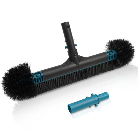 Poolvio 20" 2 in 1 Pool Brush Head for Swimming Pool, Heavy Duty Scrub Brush with EZ Clip & Wavy Nylon Bristles for Cleaning Pool Walls, Floors, Steps (Pole not Included)