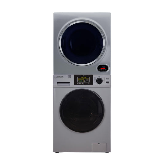 Equator Premium Stackable 15 Lbs Washer 1.62cf 110V+Vented Digi Dryer 3.5cf 110V (Silver)