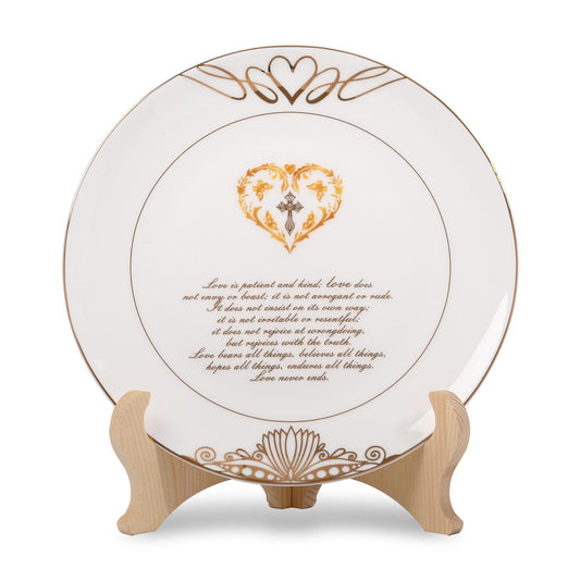 ICUPCIOUS Christian Decorations with 24K Gold Edge,Wedding Anniversary Plates,Wedding Gifts for Couples 2024,Couple Plates,with Picture Frame,Ceramic 9"