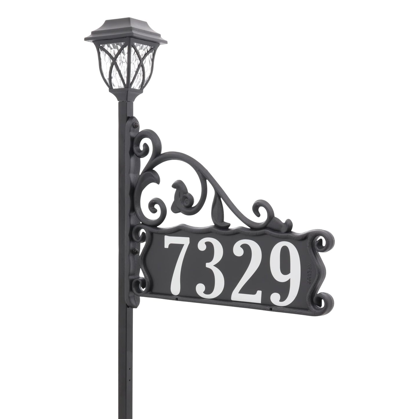 Address America USA Handcrafted Boardwalk Customized Double-Sided Reflective Home Address Sign For Yard and Solar Decorative Light For 911 Number Visibility - 48" Pole - SL