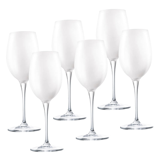 Barski Goblet - White Wine Glass - Crystal Glass - Water Glass - Opal White - Stemmed Glasses - Set of 6 Goblets - 14 oz Made in Europe