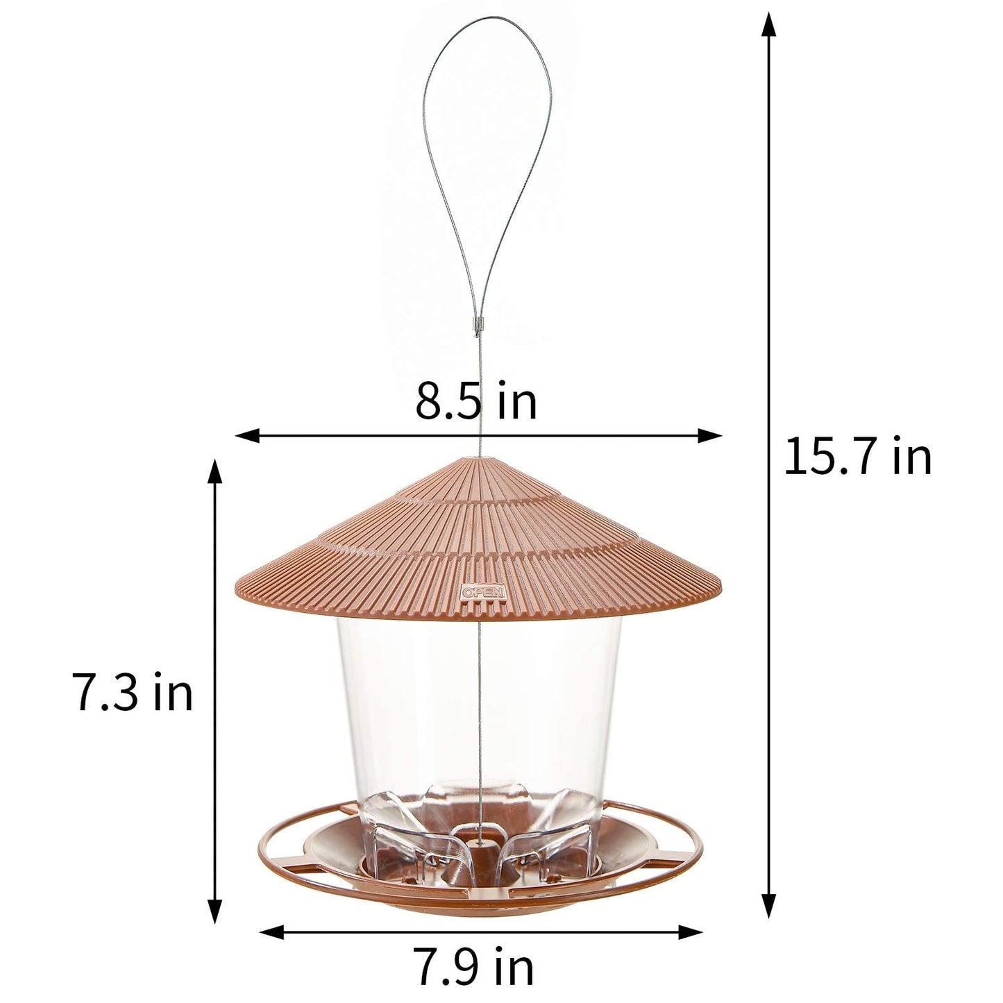 Hanizi Hanging Bird Feeder Squirrel Proof for Outdoor Wild Bird Seed, Brown