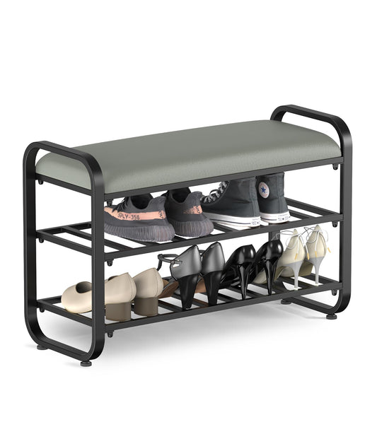 XIV Shoe Bench, 3-Tier Shoe Rack for Front Door Entrance, Shoe Organizer Storage Bench for Entryway, Living Room, Easy Assembly