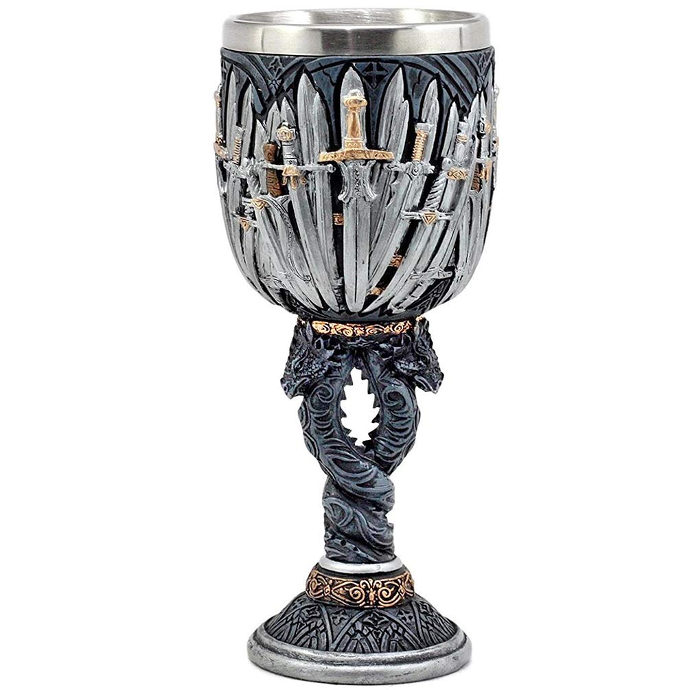 Medieval GOT Swords Chalice Goblet D&D Game Dragon Gifts Iron Throne Chalice Cup Merchandise Drinking Vessel with Wine Drip Ring