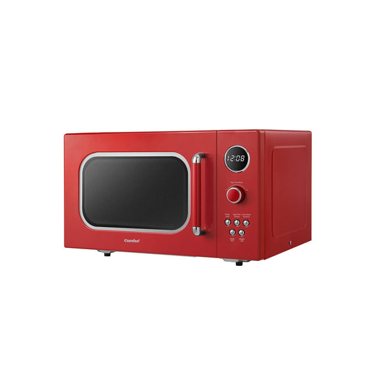 COMFEE' CM-M093ARD Retro Microwave with 9 Preset Programs, Fast Multi-stage Cooking, Turntable Reset Function Kitchen Timer, Mute Function, ECO Mode, LED digital display, 0.9 cu.ft, 900W, Red