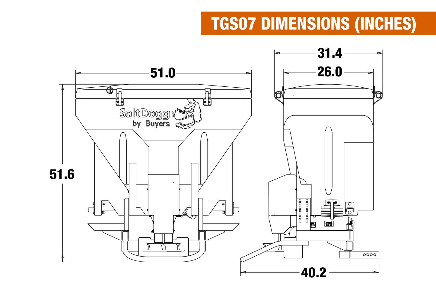 Buyers Products TGS07 SaltDogg 11 Cubic Foot Commercial Tailgate Salt Spreader