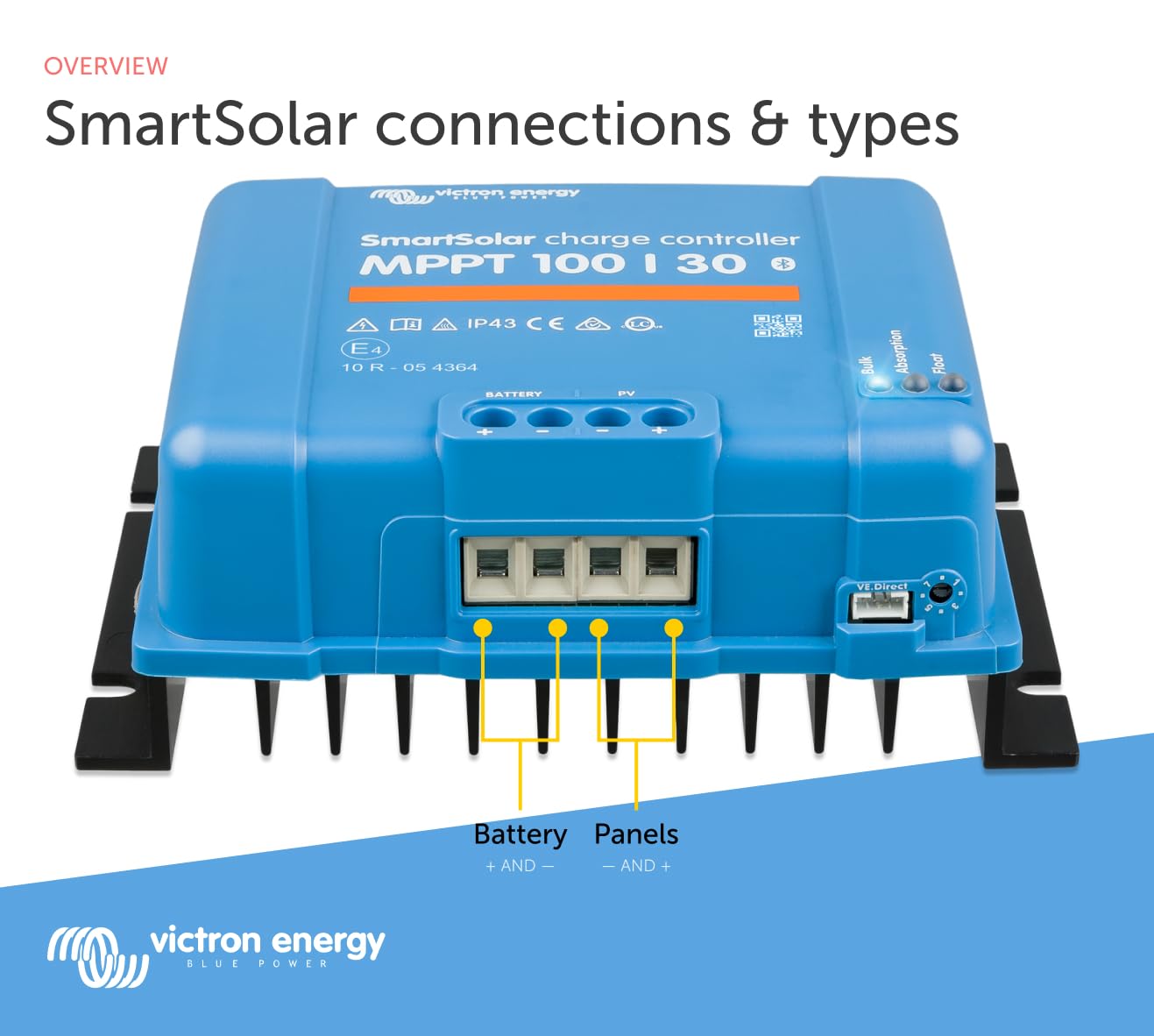 Victron Energy SmartSolar MPPT Solar Charge Controller (Bluetooth) - Charge Controllers for Solar Panels - 100V, 30 amp, 12/24-Volt