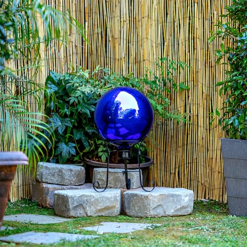 Alpine Corporation 10" Diameter Indoor/Outdoor Glass Gazing Globe Festive Yard Décor, Blue