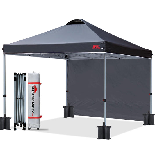 MASTERCANOPY Durable Pop-up Canopy Tent with 1 Sidewall (10'x10',Black)