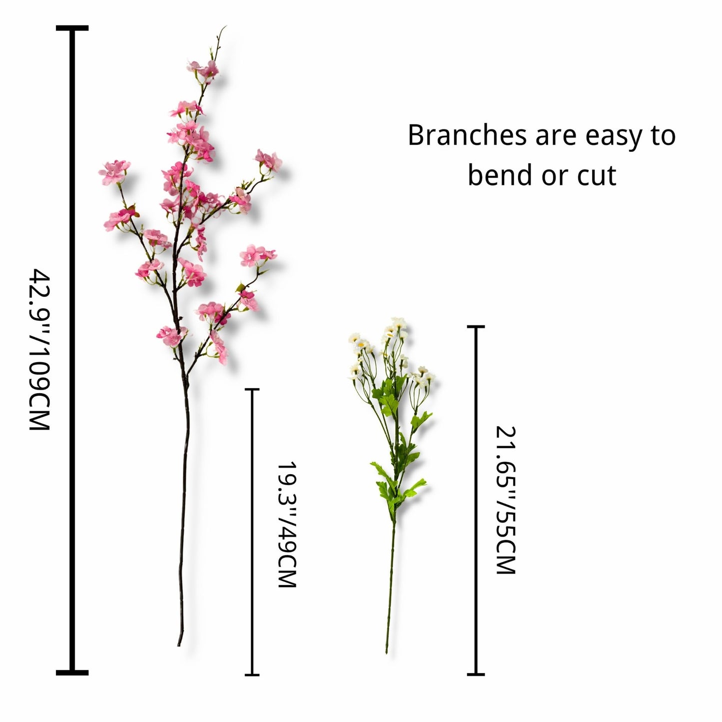 NeosCA Artificial Cherry Blossom Branches Flowers daisy Set 42.9" Fake Flowers Faux Cherry Blossom Stems for Home Wedding Party Decor (6pcs, Pink)