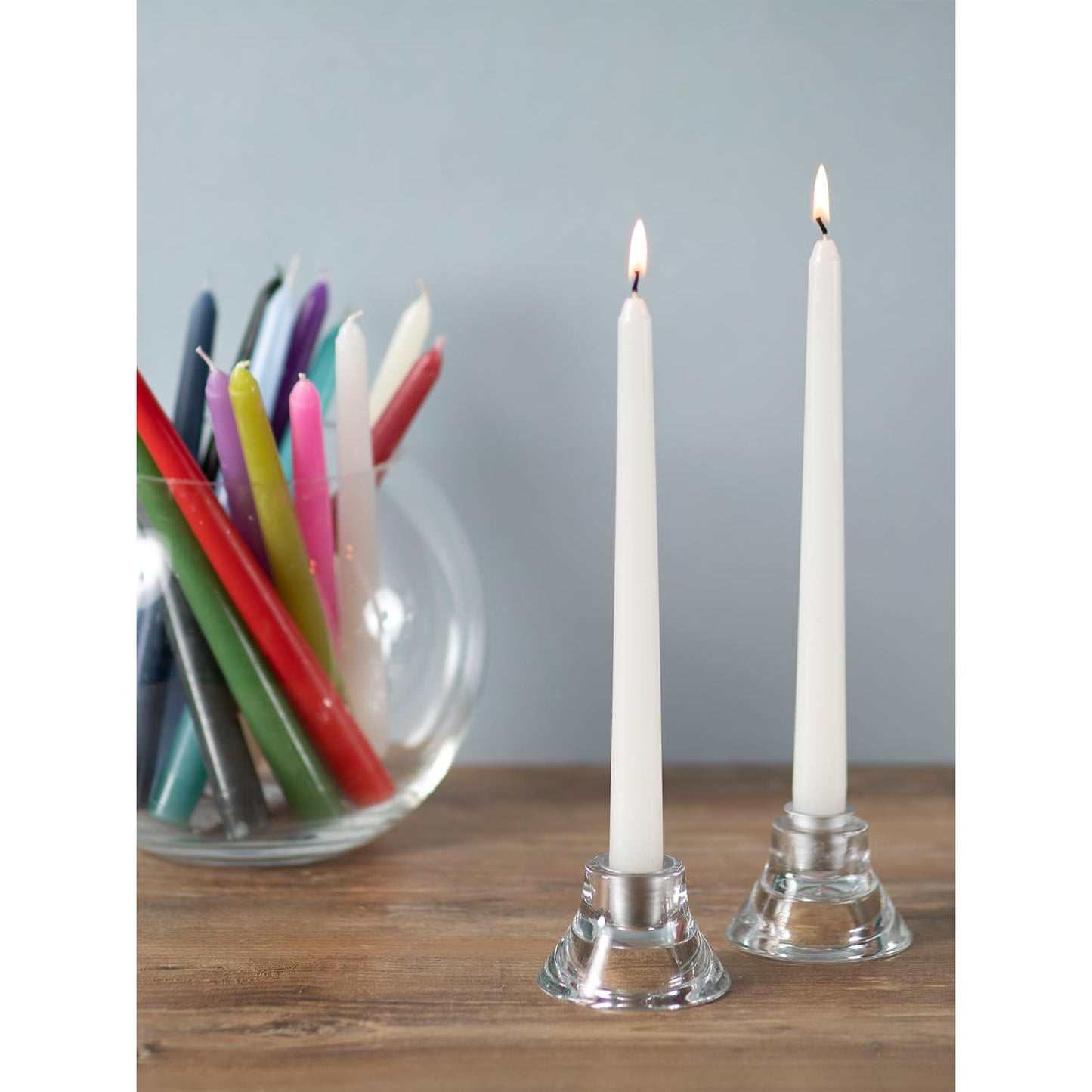 CANDWAX White Taper Candles 8 inch Dripless - Set of 4 Tapered Candles Ideal as Dinner Candles - Smokeless and Unscented Taper Candles Long Burning - Hand Poured Tall Candlesticks