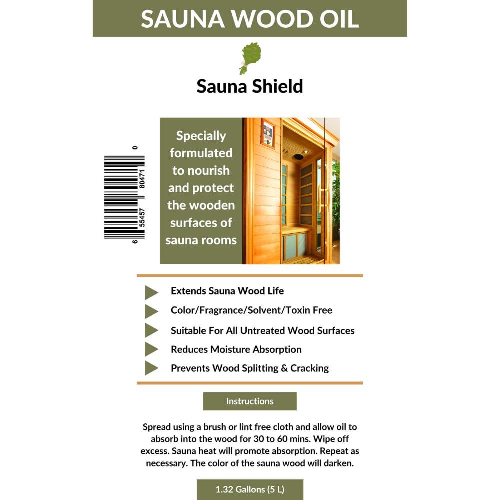 Sauna Shield Sauna Wood Oil (1.32 Gallons) - Protects & Nourishes Sauna Wood