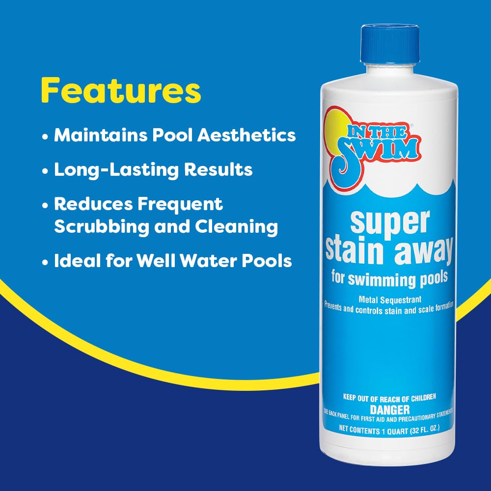 In The Swim Super Stain Away - The Ultimate Swimming Pool Stain Remover – Prevents Stains, Scaling, and Build-Up in Swimming Pools - 1 Quart