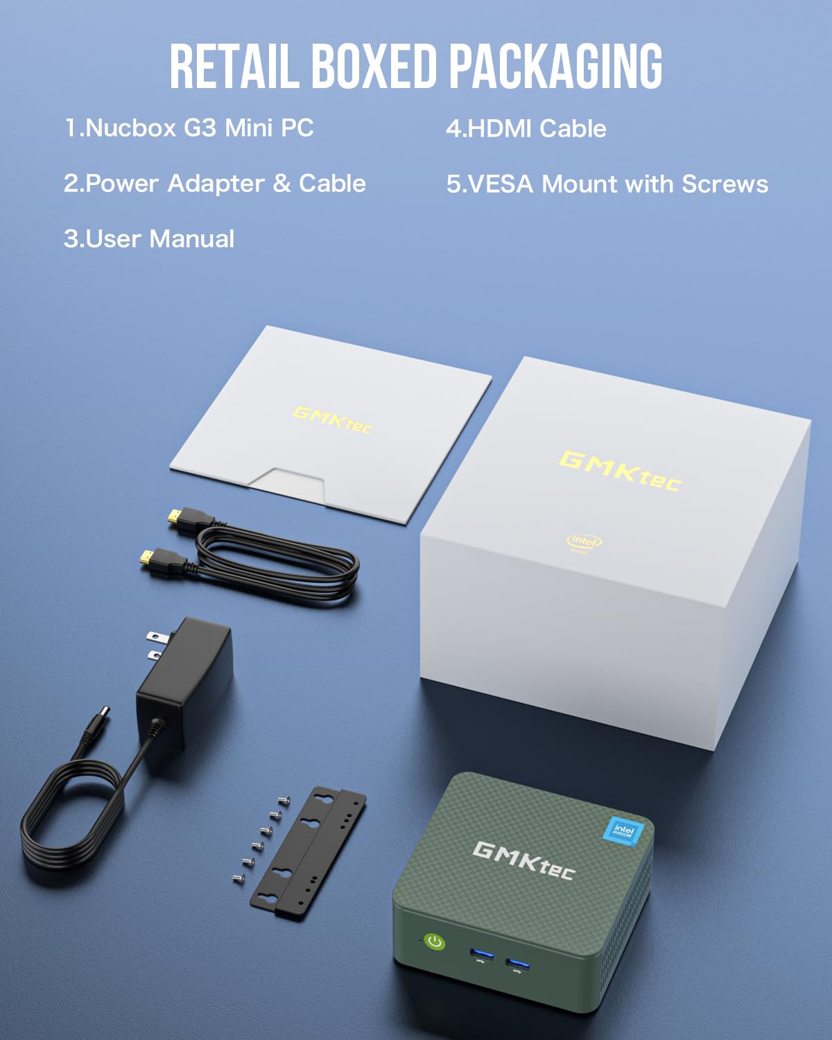 GMKtec Mini PC N100, Preinstalled Windows 11 Pro, G3 Intel Alder Lake N100 (3.4GHz), 8GB DDR4 RAM 256GB PCIe M.2 SSD, Desktop Computer 4K Dual HDMI/USB3.2/WiFi 6/BT5.2/2.5G RJ45 for Office, Business