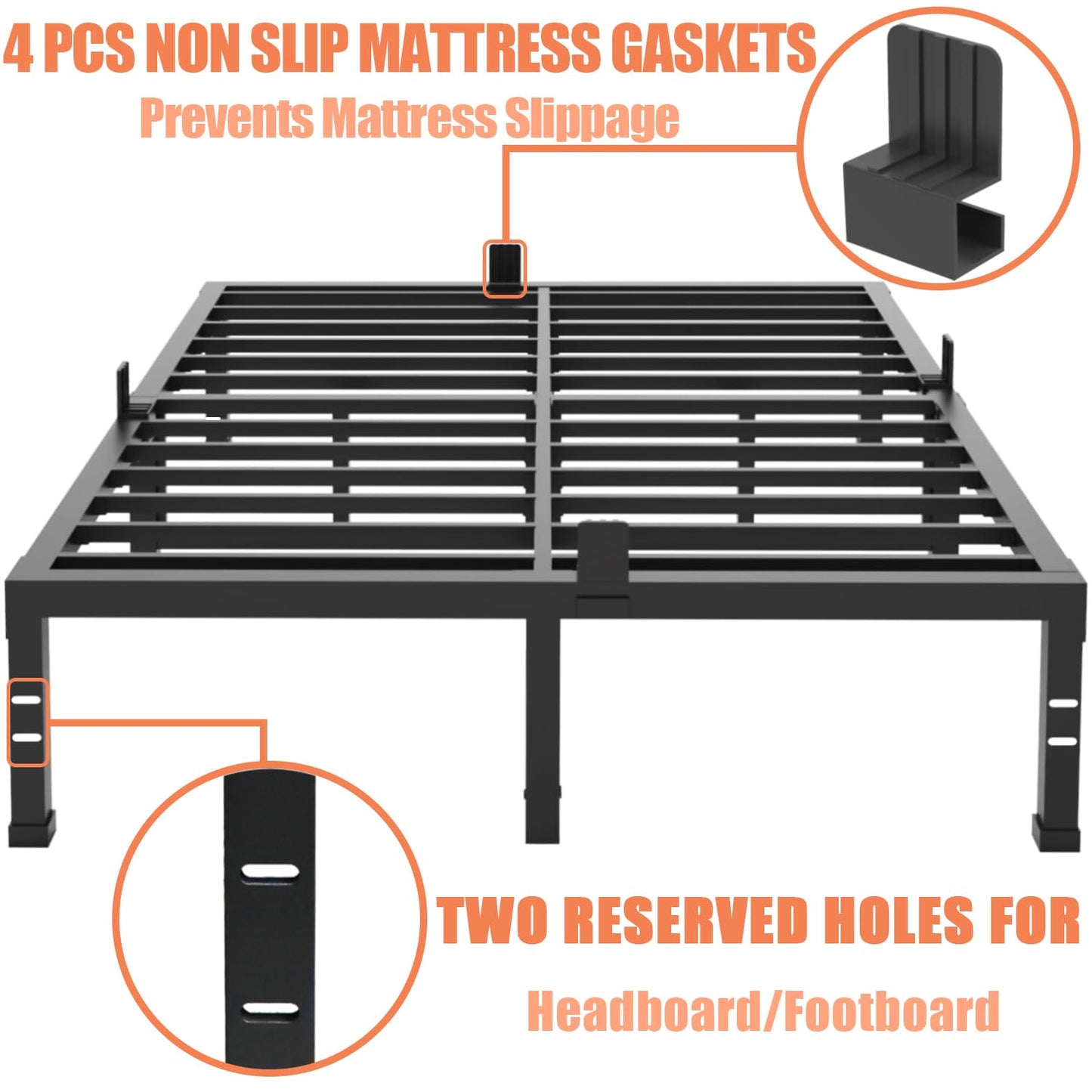 FUIOBYVV Full Size Bed Frame 18 inch Heavy Duty Metal Platform Bed Frame Full Support Up to 3500 lbs,No Box Spring Needed/No Shaking/Steel Slat Support/Noise Free/Easy Assembly