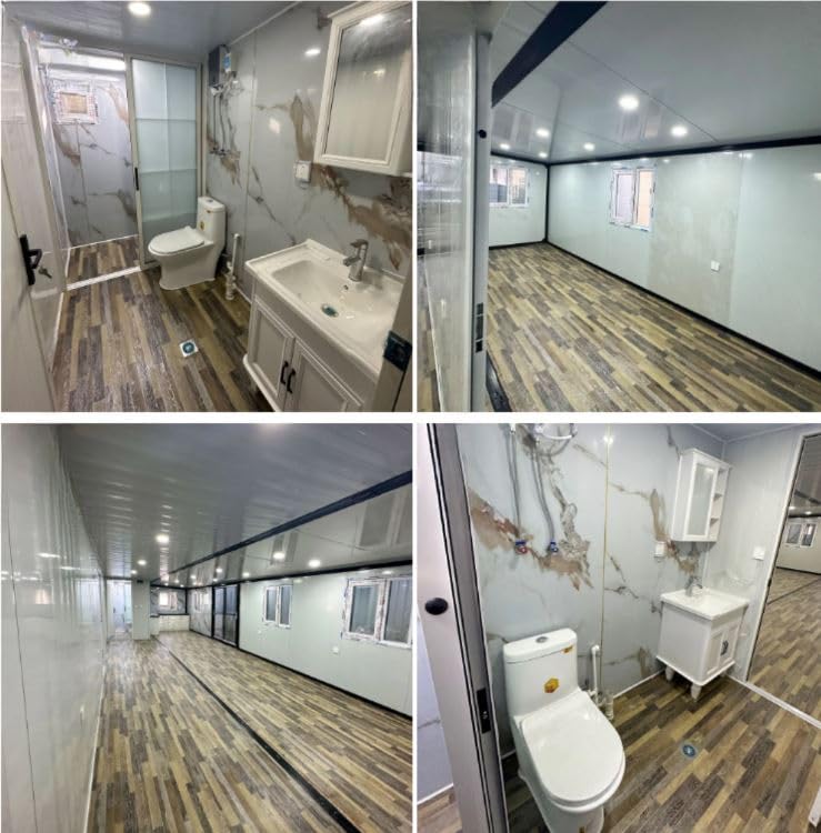Prefabricated Waterproof 40FT Folding Container Expandable Mobile Home with Configuration, Including Kitchen, Shower, wash Basin, and Water Heater.