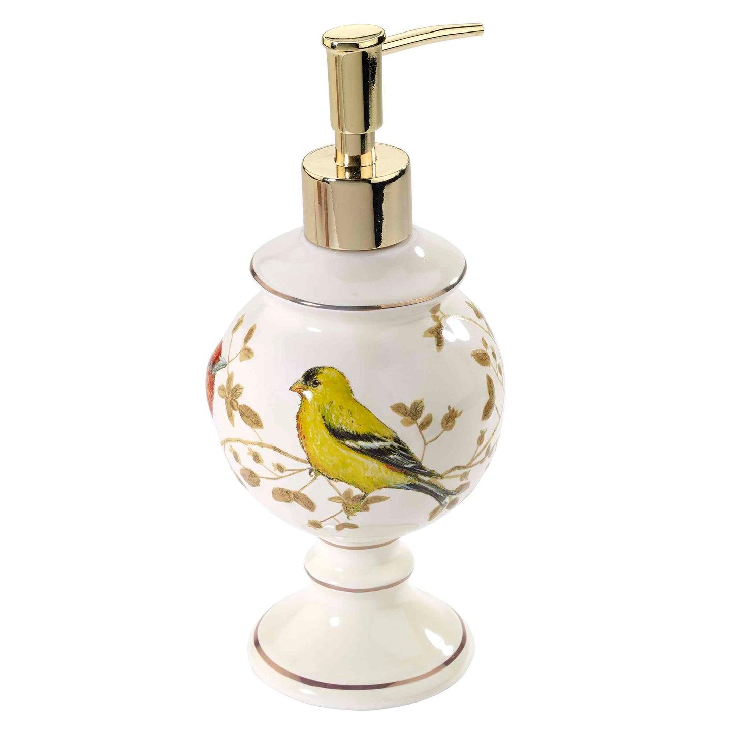 Avanti Linens - Lotion Pump/Soap Dispenser, Countertop Accessories, Nature Inspired Bathroom Decor (Gilded Birds Collection)