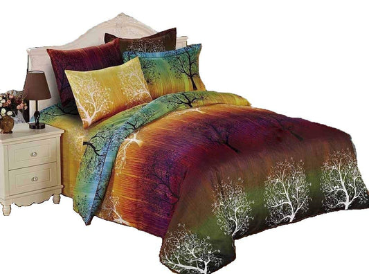 Swanson Beddings Rainbow Tree 2pc Duvet Bedding Set: Duvet Cover and One Pillow Sham (TwinXL)