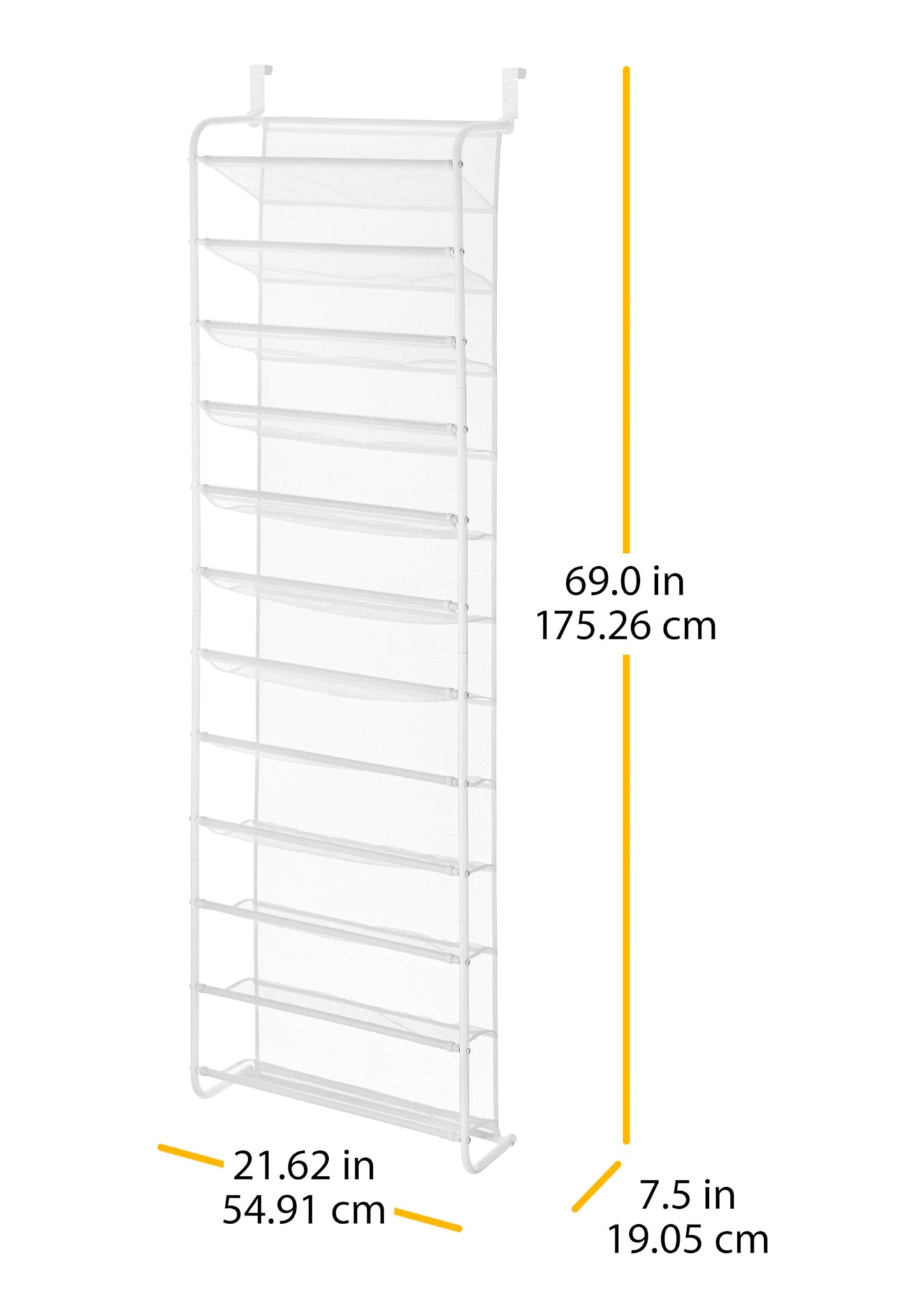 Whitmor 36 Pair Over the Door Shoe Organizer, White