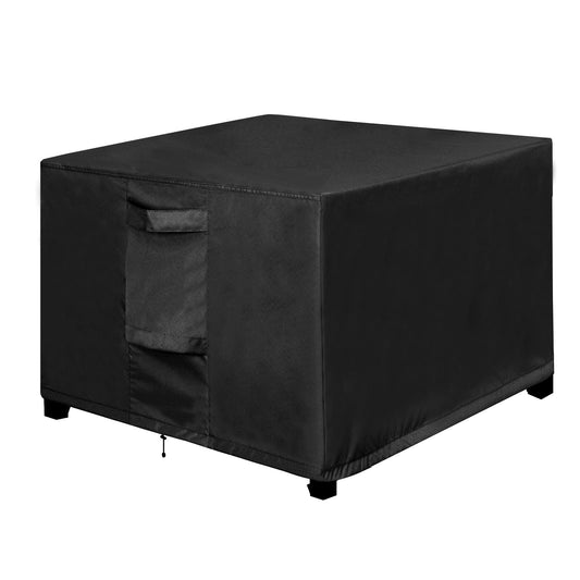 OutdoorLines Outdoor Waterproof Patio Ottoman Covers - Square UV-Proof Patio Side Table Cover Windproof Heavy-Duty Furniture Covering Protector 25L x 25W x 17H Inch, Black