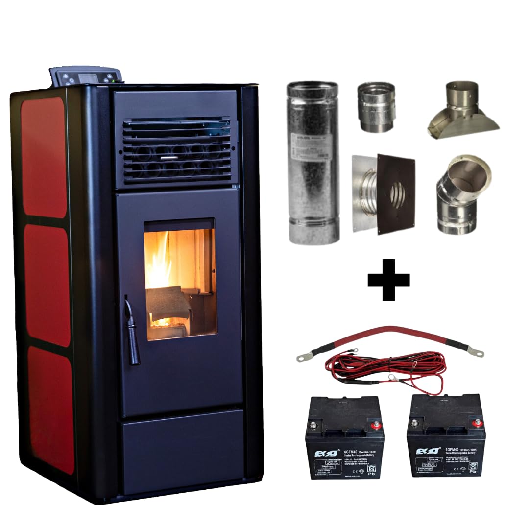 Freedom Stoves Freestanding Independence PS21 Pellet Stove with Battery Backup, Wi-Fi Capability - 5 Year Warranty - Includes Batteries & Straight Out Vent Kit