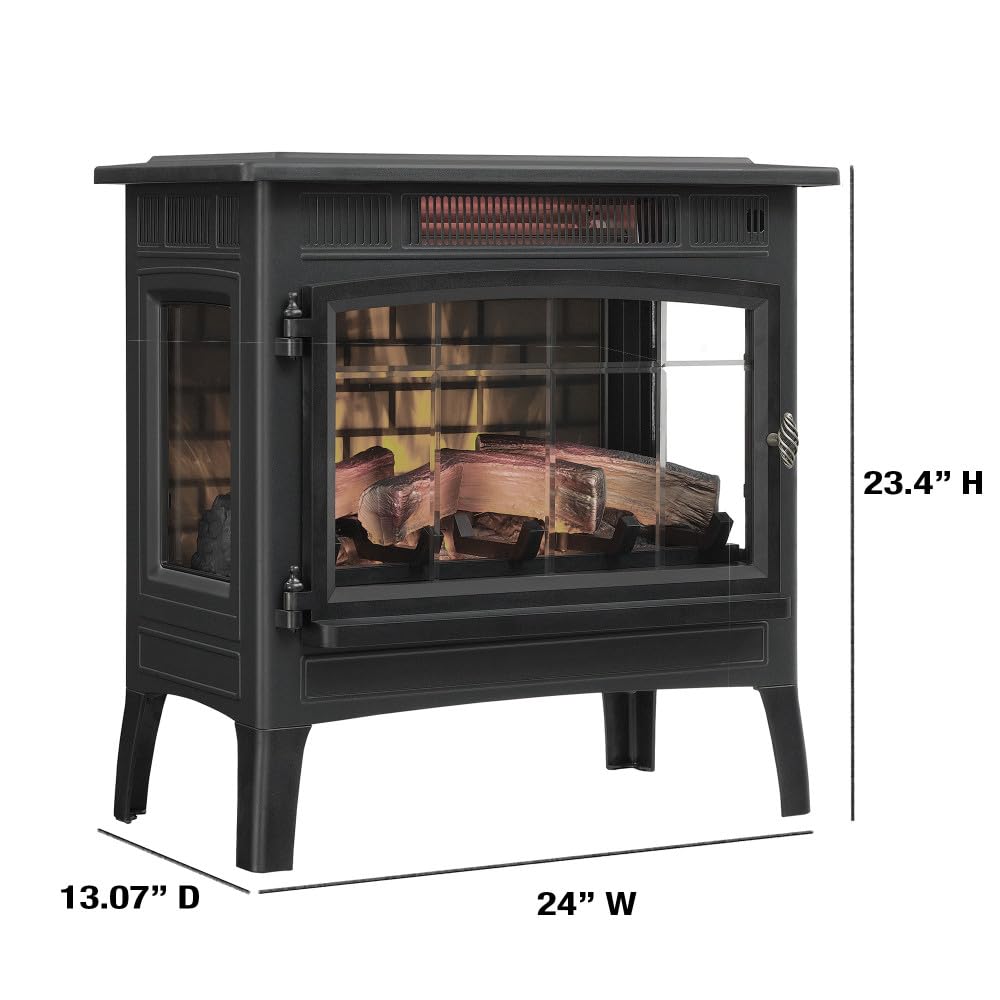 duraflame Freestanding Electric Fireplace Stove Heater with 3D Flame Effect for 1,000 Sq. Ft. Room, Cream