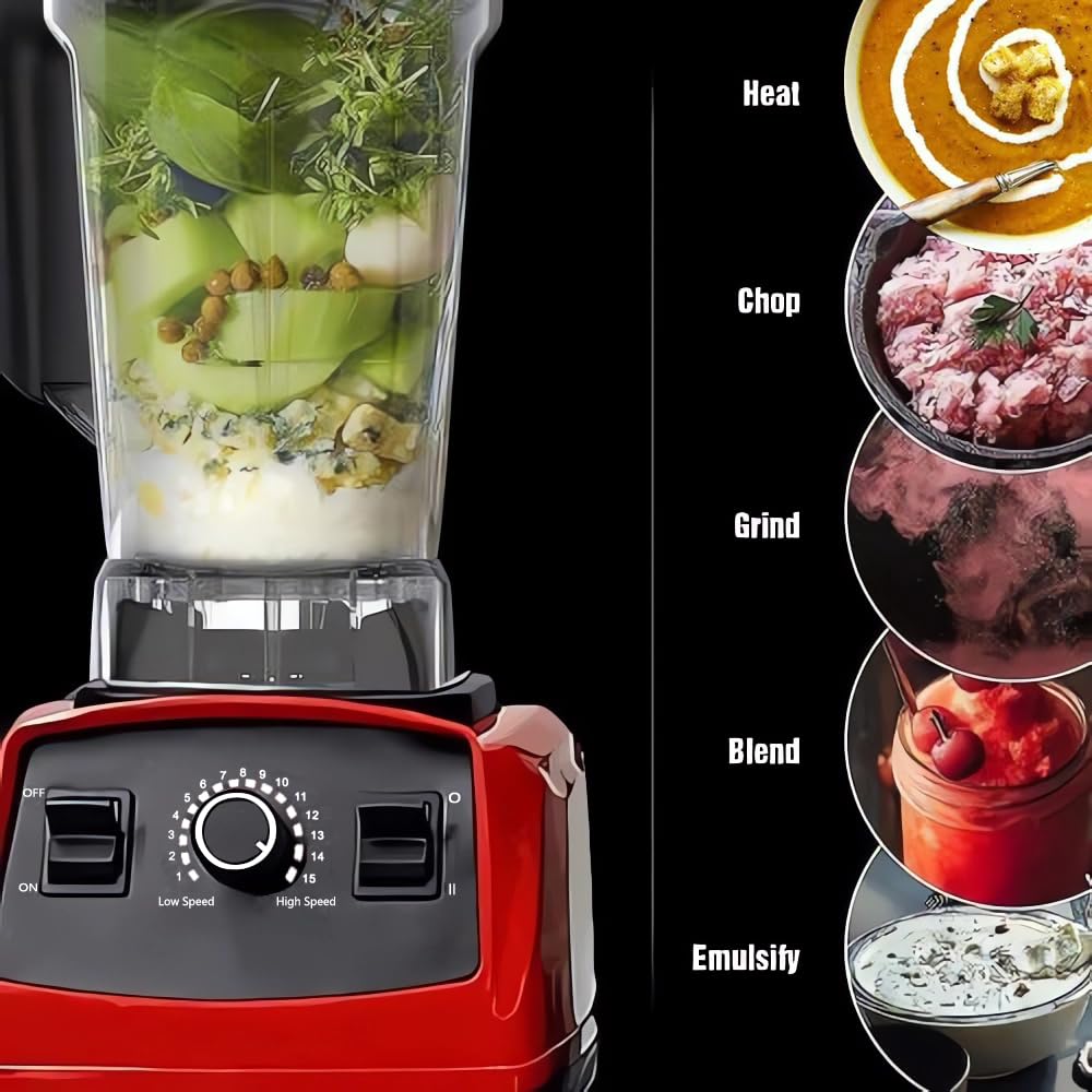 Professional high speed Blender, Personal Blender for Shakes and Smoothies,Powerful 4500-Watt Blender for Juice, Stainless Steel Blades, Easy Self-Cleaning, red