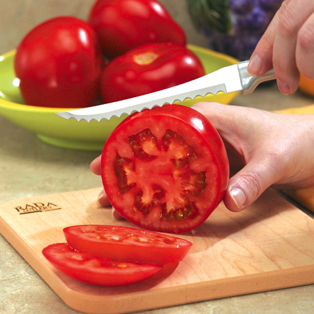 Rada Cutlery Tomato Slicing Knife – Stainless Steel Blade With Aluminum Handle Made in USA, 8-7/8 Inches