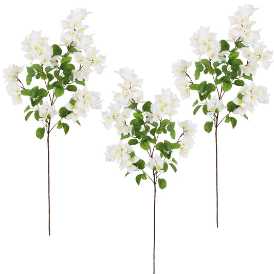 Tozeurty Faux Bougainvillea 3 Stems 15branches White Artificial Flowers Large Bougainvillea 36.2" White Fake Flowers for Tall Vase Flowers Arrangement Home Wedding Centerepieces Decor (White)