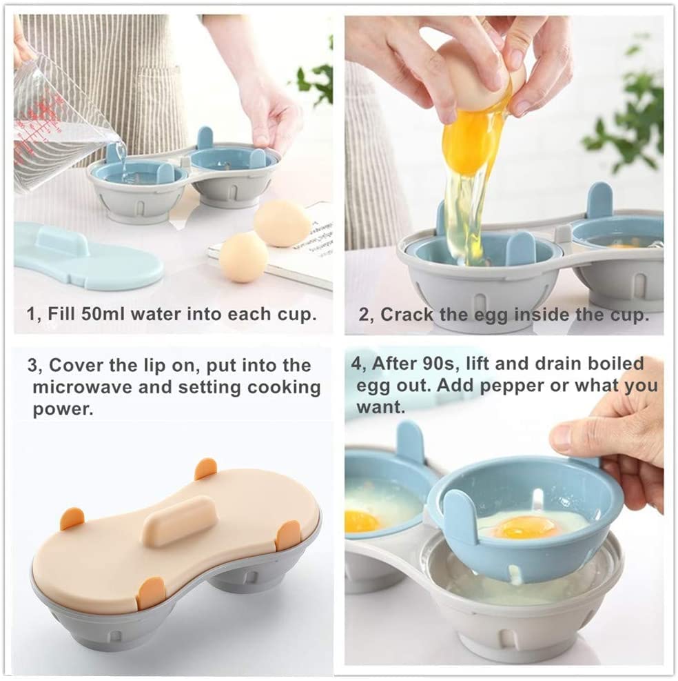 Egg Poacher Microwavable, Egg Steam with Measure Cup Dishwashable, Egg Maker Poached Egg Steamer Kitchen Gadget