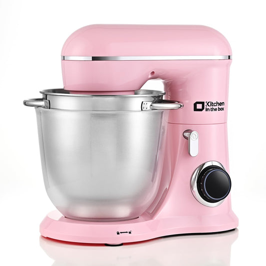 Kitchen in the box Stand Mixer, 4.5QT+5QT Two bowls Electric Food Mixer, 10 Speeds 3-IN-1 Kitchen Mixer for Daily Use with Egg Whisk,Dough Hook,Flat Beater (Pink)
