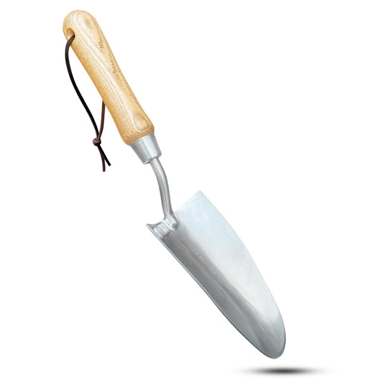 Garden Guru Eco Super Strong Garden Trowel with Ergonomic Wood Handle - 100% Recycled Stainless Steel - Rust Resistant - FSC Certified Wood - Perfect Tool for Gardening Weeding Transplanting & Digging