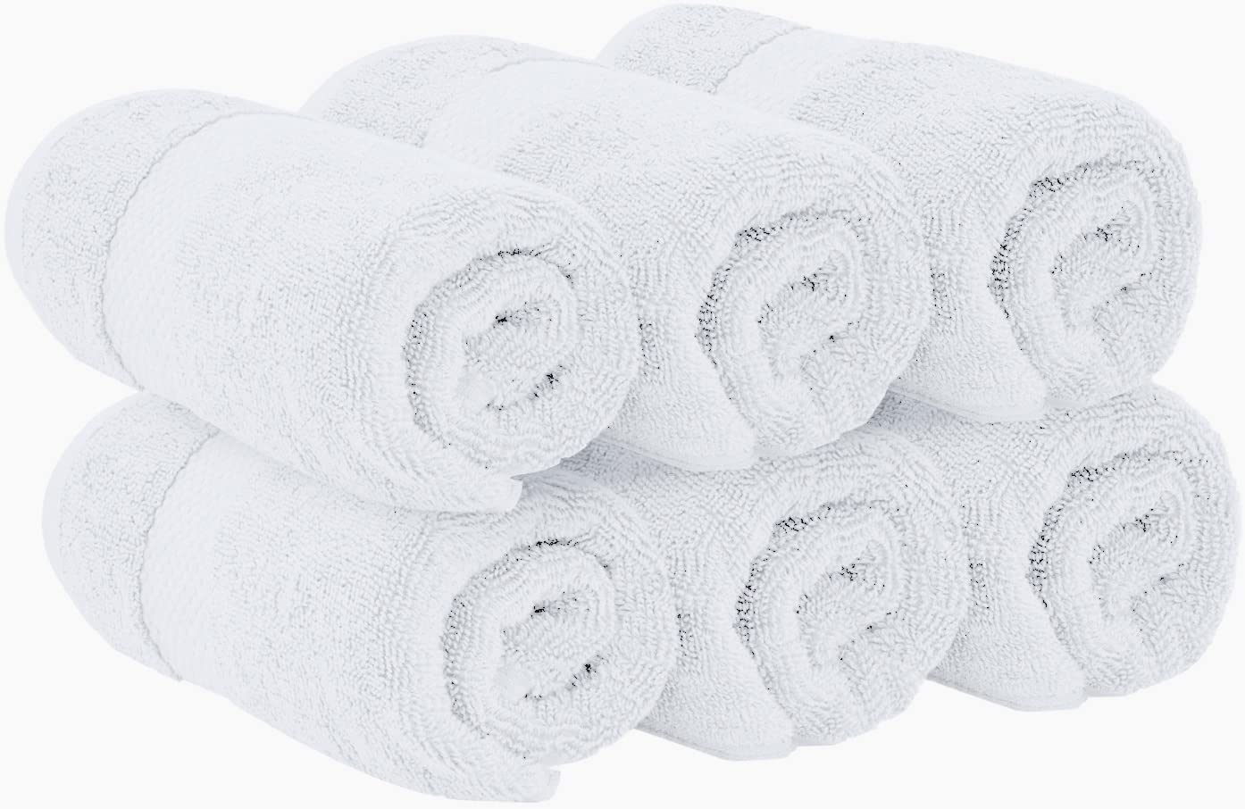 Luxury White Hand Towels - Soft 100% Turkish Cotton | Highly Absorbent Hotel spa Bathroom Towel Collection | 16x30 Inch | Set of 6