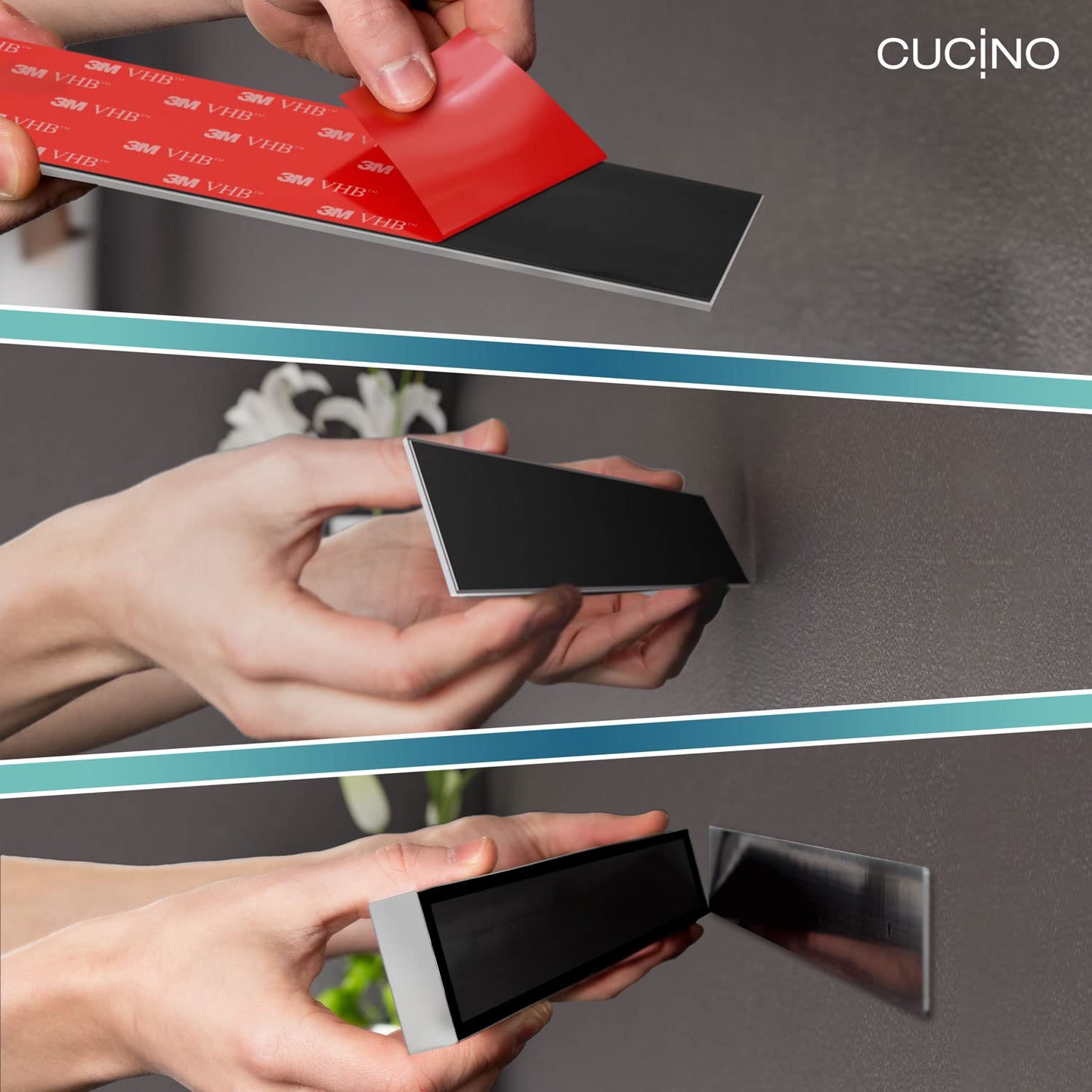 CUCINO Magnetic Knife Holder for Wall 16" No Drilling incl. Self Adhesive Tape - Extra strong Knife Holder - Awarded Knife Magnetic Strip - Made of Stainless Steel