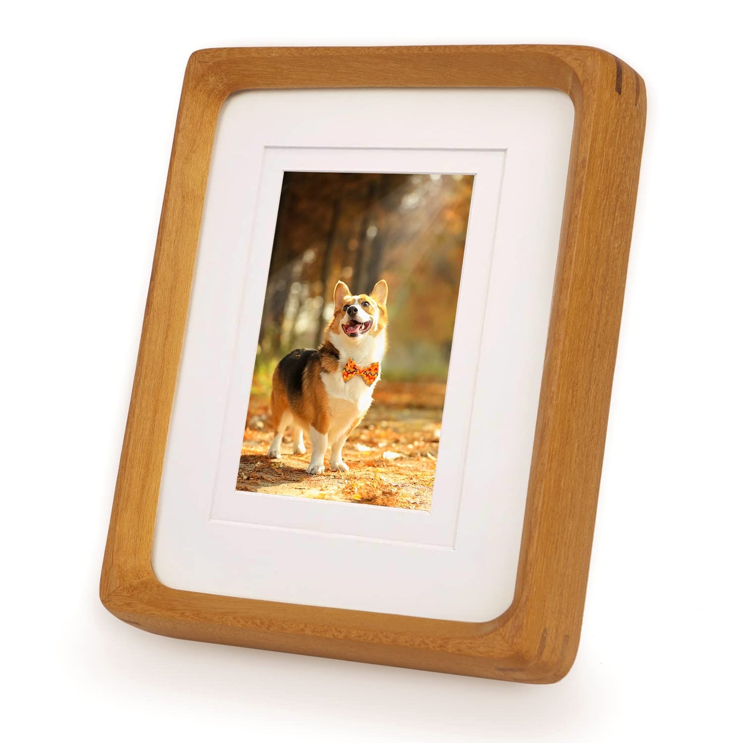 Hans Picture Frame,Made of Solid Wood Photo Frame for Wall Mounting or Tabletop Diaplay(Teak,6"x8" matted to 5"x7")