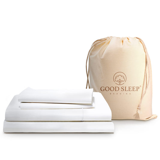 Good Sleep Bedding Full Size Bed Sheets - 100% Egyptian Cotton Sheets Full Size Bed, 4Pc, 1000 TC, Full Sheet Set, Luxury Sateen Weave, Soft, 16" Deep Pocket Full Size Sheets Set - White Sheets Full