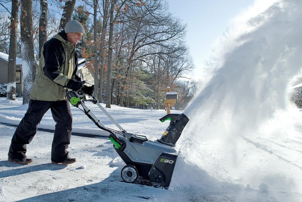 EGO Power+ SNT2112 21-Inch 56-Volt Lithium-Ion Cordless Snow Blower with Steel Auger - (2) 5.0Ah Batteries and Dual Port Charger Included, Black