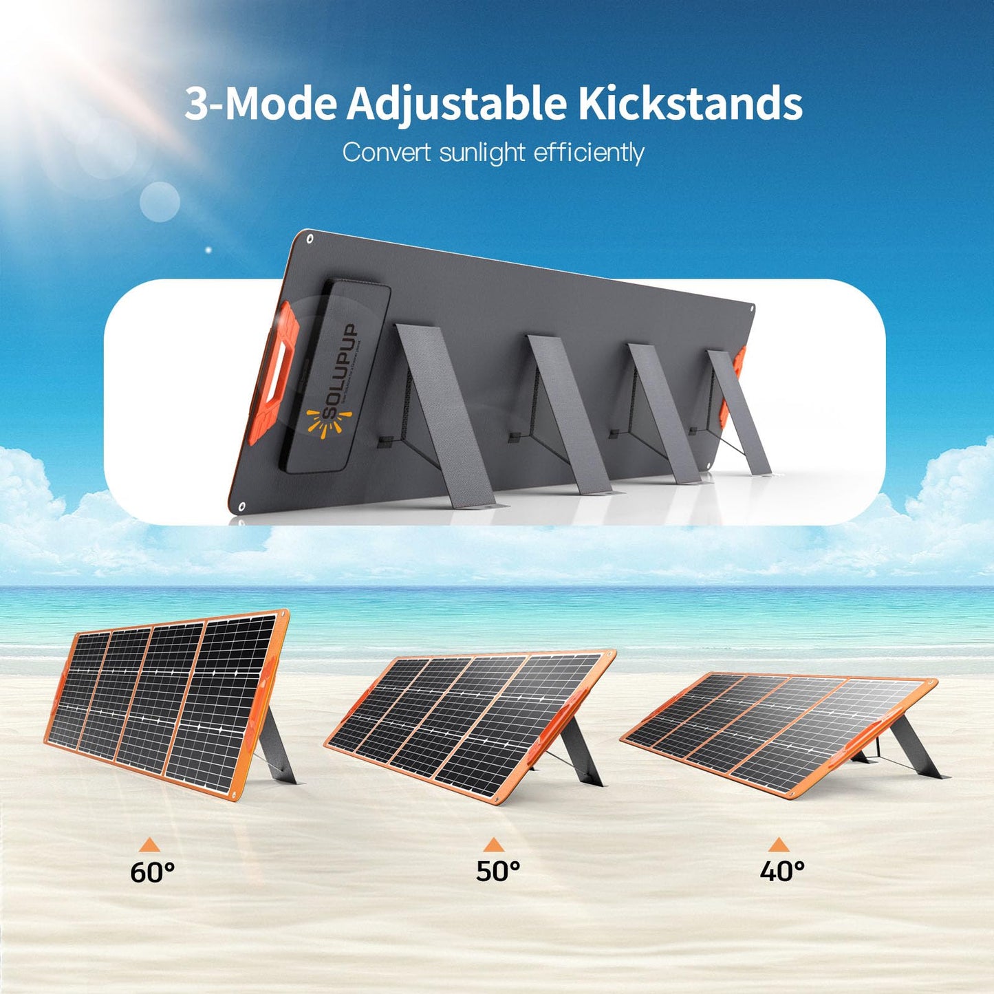 200 Watt Portable Solar Panel, 18V IP65 Waterproof Foldable Solar Panel for Power Station,Solar Charger with Adjustable Kickstands & MC-4 Cable for Laptop Outdoor Camping Boat Lawn Mower Van RV Trip