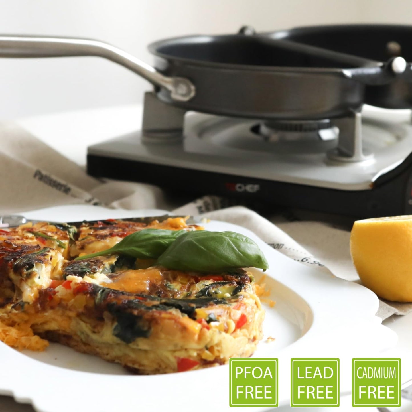 TECHEF - Frittata and Omelette Pan, Double Sided Folding Egg Pan, Made in Korea (PFOA Free) (Black)