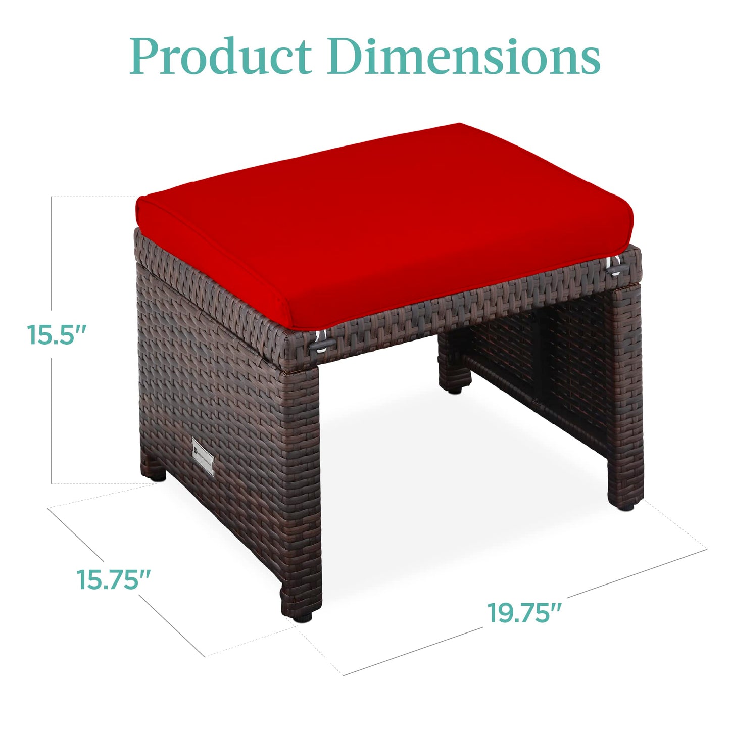 Best Choice Products Set of 2 Wicker Ottomans, Multipurpose Outdoor Furniture for Patio, Backyard, Additional Seating, Footrest, Side Table w/Removable Cushions, Steel Frame - Brown/Red