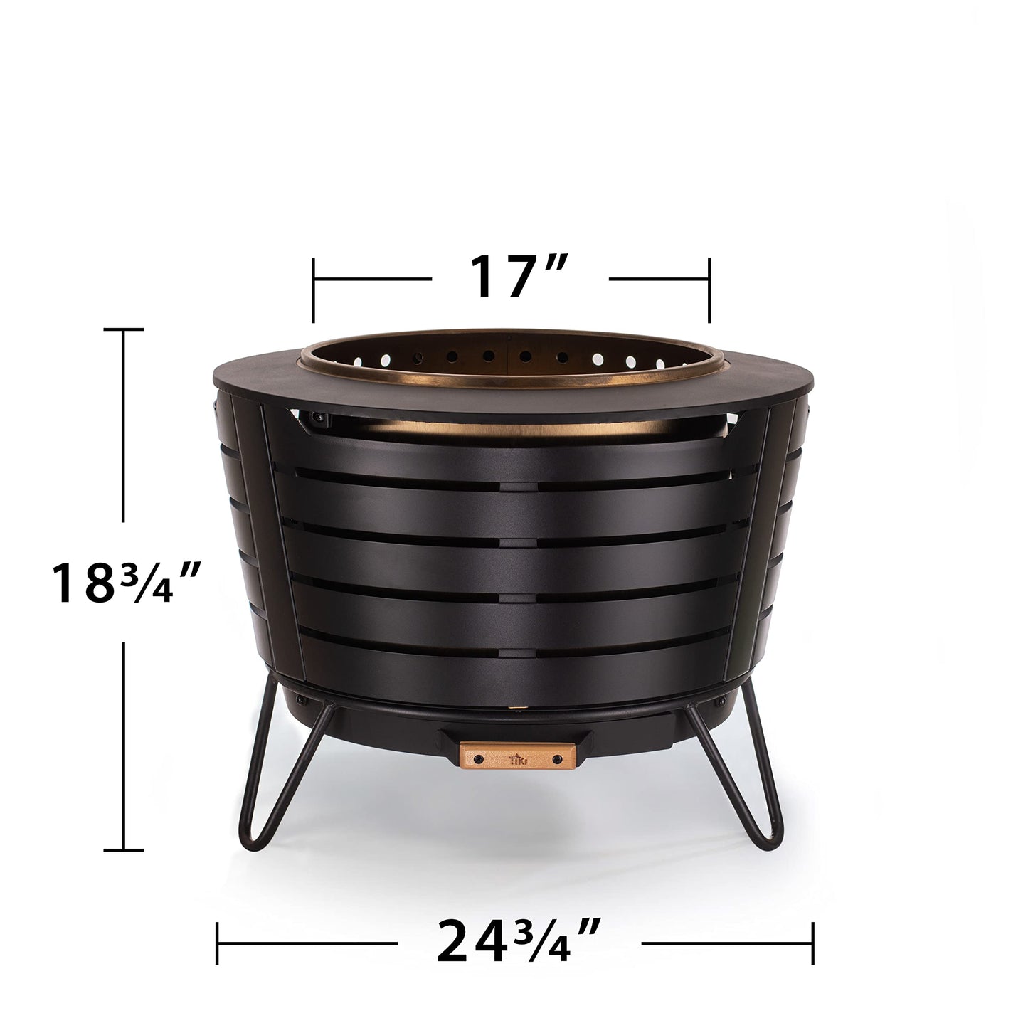 TIKI Brand Smokeless 25 in. Patio Fire Pit, Wood Burning Outdoor Fire Pit - Includes Wood Pack, Modern Design with Removable Ash Pan and Weather Resistant Cover, Black