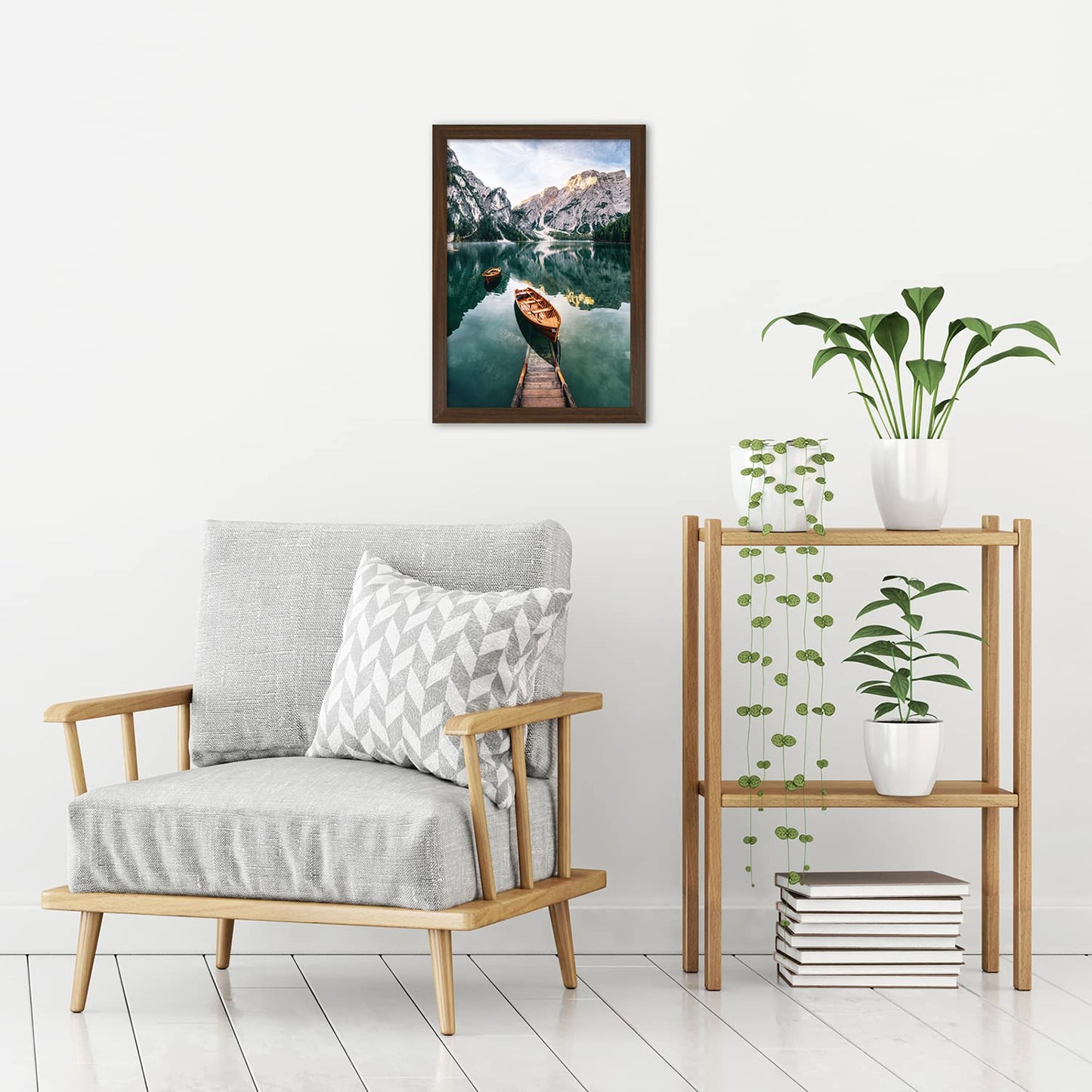 Americanflat 12x18 Poster Frame with Shatter-Resistant Glass - Gallery Style Frame with Engineered Wood - Signature Collection - Photo Frame for Wall Display - Walnut