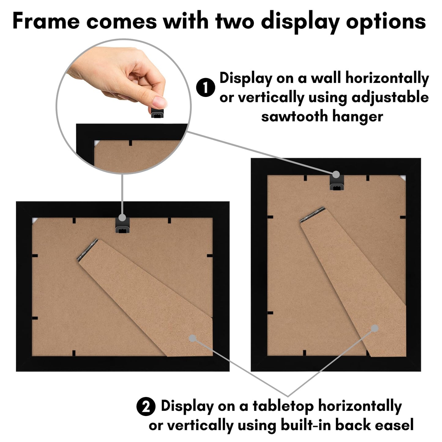 Americanflat 6x8 Picture Frame with Shatter-Resistant Glass - Gallery Style Frame with Engineered Wood - Signature Collection - Photo Frame for Tabletop and Wall Display - Black