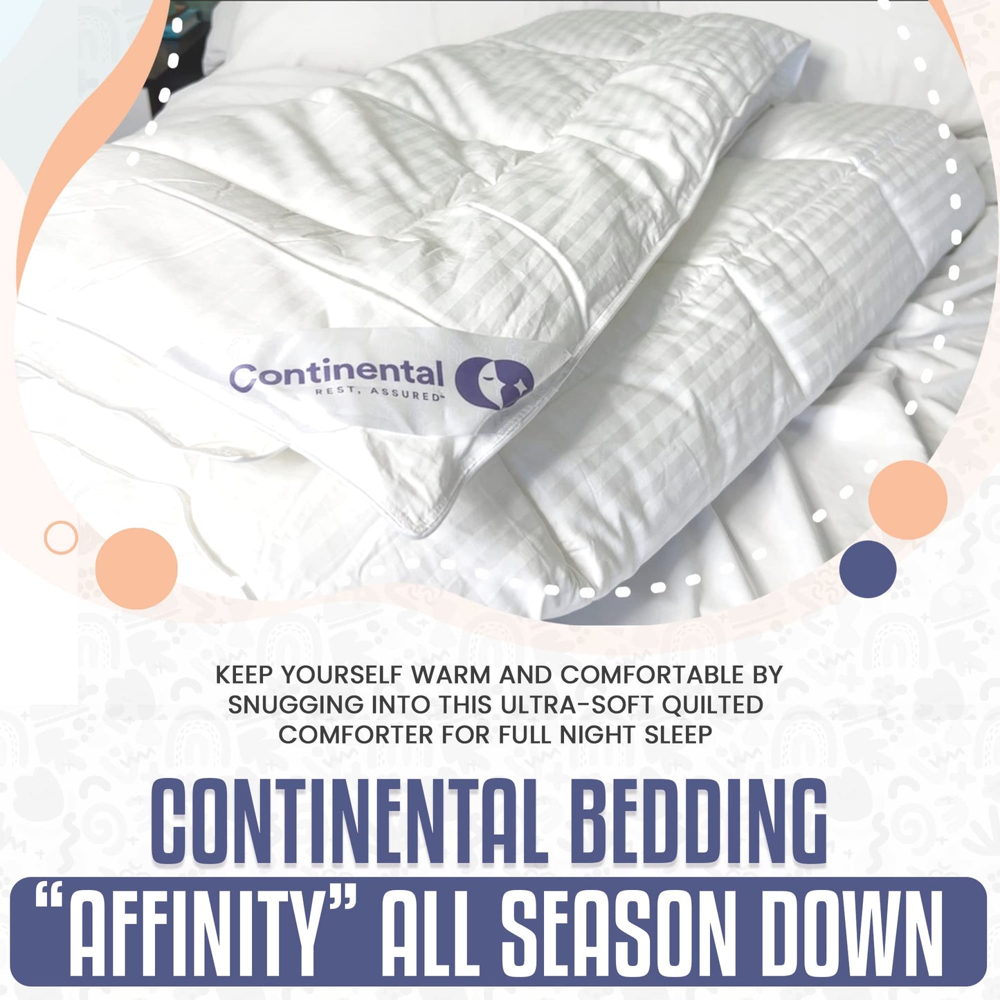 Continental Bedding Affinity Twin Size Comforter All Season Quilted Down Alternative Comforter Duvet Insert with Corner Tabs - Machine Washable - Duvet Insert